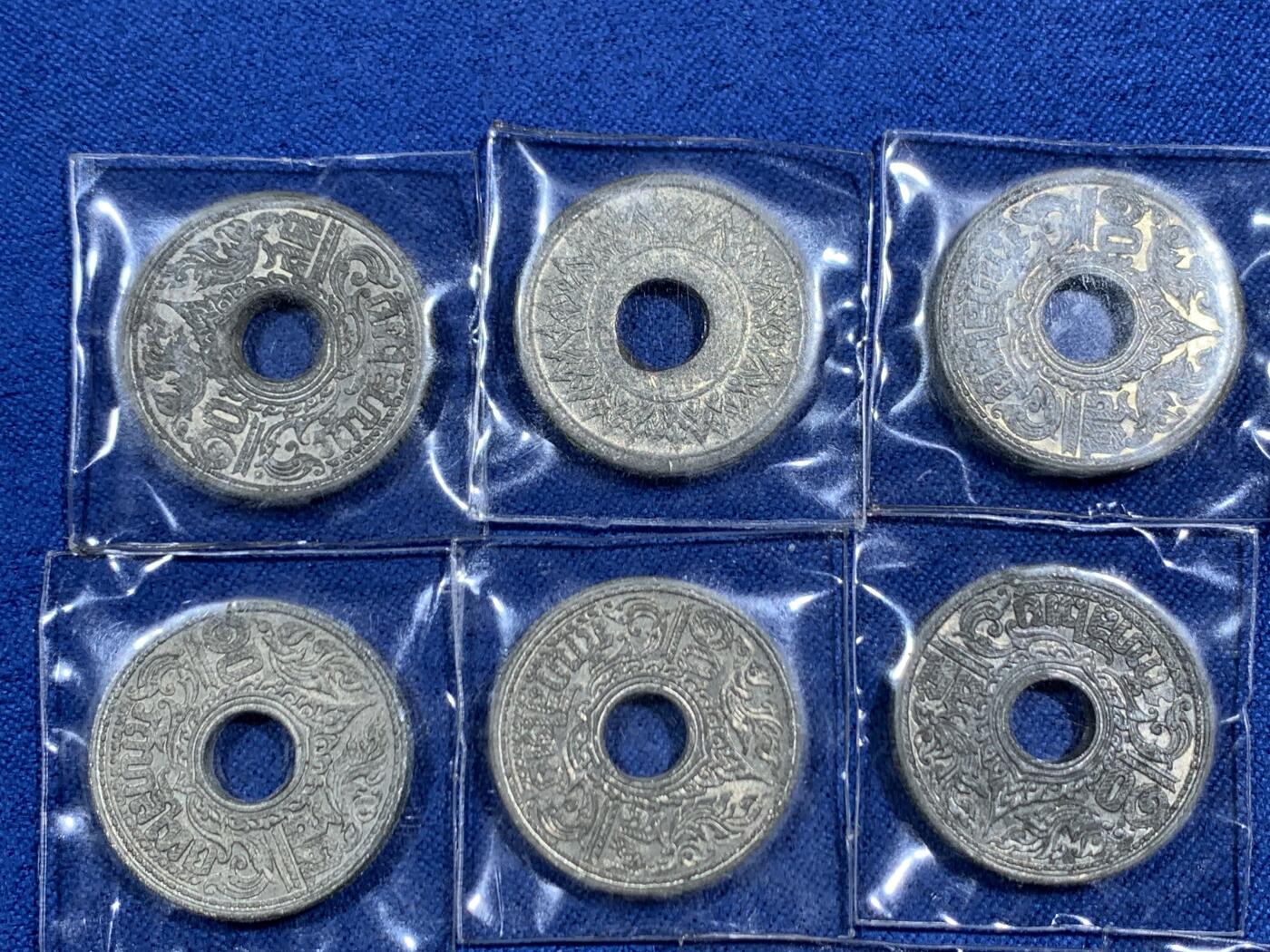 《竞宝斋》第464场 周日，周一，周二，3场连拍 （全场包邮）欢迎送拍 10枚一组 好品原光 泰国1942年10萨当锡币