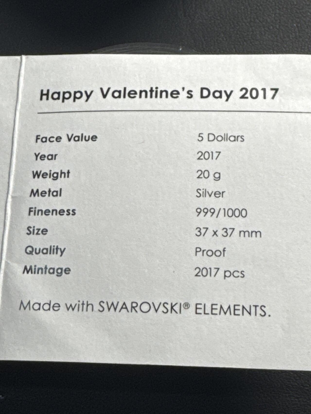 ❤️【币观天下】❤️ 第342期钱币秒杀拍卖场- 2026.2.4秒杀专场 长期征集拍品  2017 库克 快乐情人节 5元【精制】银币