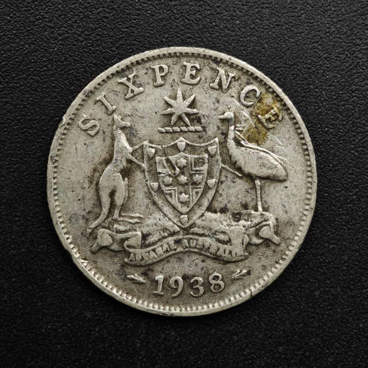 【淘币小摊】实时拍第八百六十三拍   小银币散币场   年前最后一周 之前的预留小年前全部发出 请更换最新收货地址  澳大利亚1938年乔治六世6便士银币