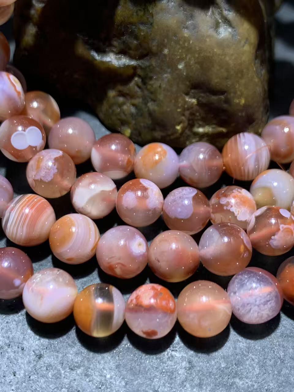 川料南红玛瑙荔枝冻飘红108多圈手串（项链）一条