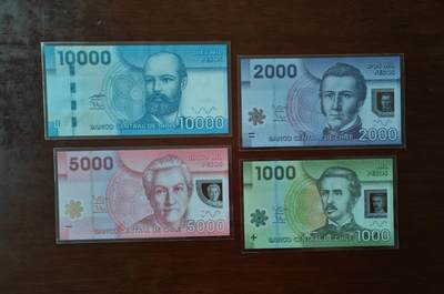 【礼羽收藏】🌏世界钱币拍卖第123期 - （一组4张）【UNC】美洲 智利 1000.2000.5000.10000 纸币