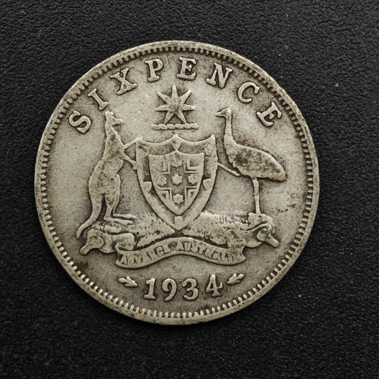 【淘币小摊】实时拍第八百六十三拍   小银币散币场   年前最后一周 之前的预留小年前全部发出 请更换最新收货地址  澳大利亚1934年乔治五世6便士银币