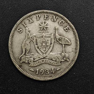 【淘币小摊】实时拍第八百六十三拍   小银币散币场   年前最后一周 之前的预留小年前全部发出 请更换最新收货地址  - 澳大利亚1934年乔治五世6便士银币