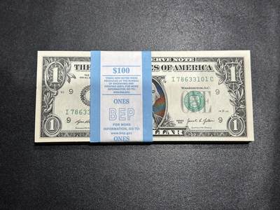 《外钞收藏家》第六百零七期（畅拍场）（本平台长期征集拍品、欢迎藏友们联系合作） - 2021年美国1美元 标准100连号 全新UNC 尾101 