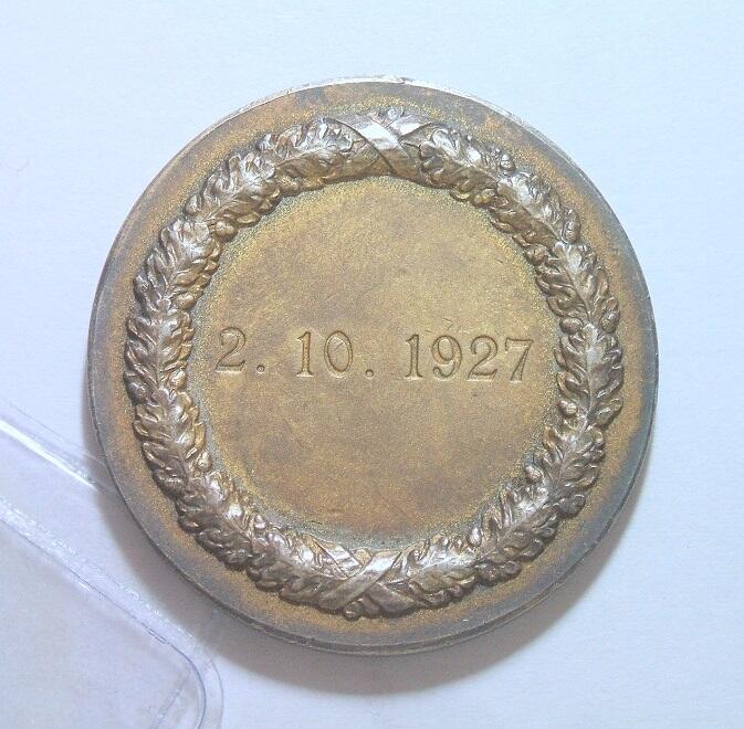 【银】德国1927年 兴登堡80大寿 高浮雕精制大银章 42MM 26.5克