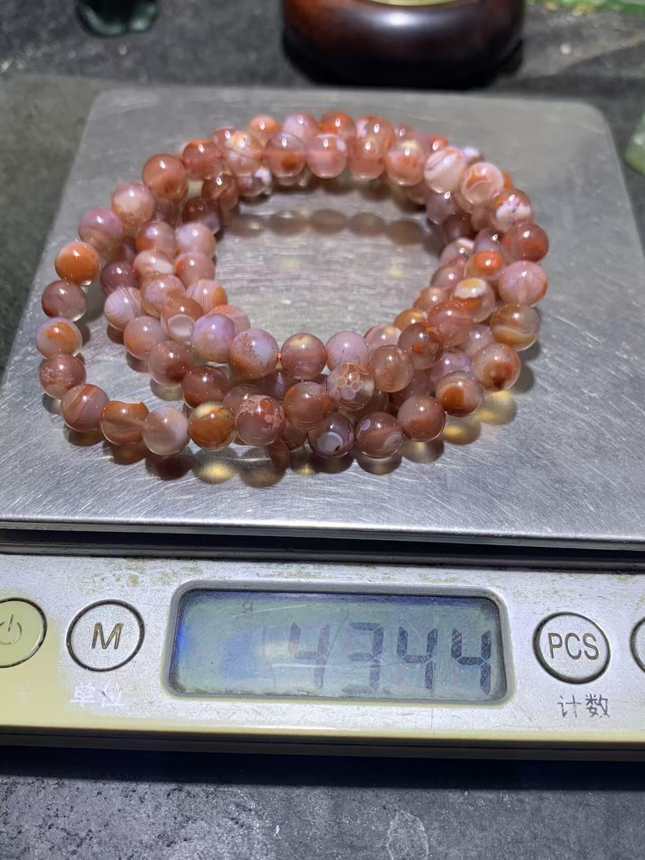 川料南红玛瑙荔枝冻飘红108多圈手串（项链）一条