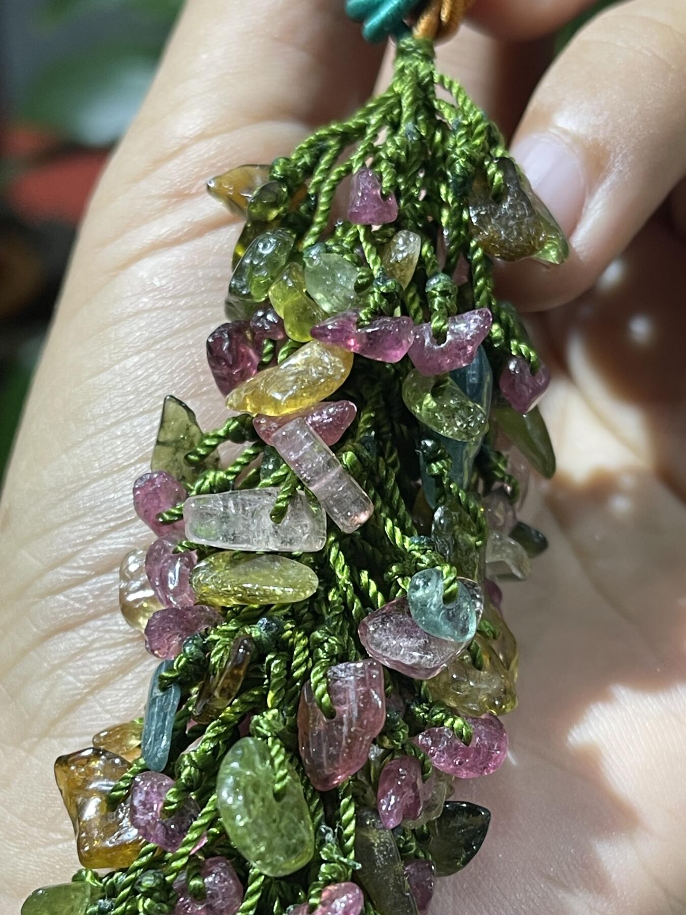 和田玉籽料手工挂饰 天然碧玺挂件