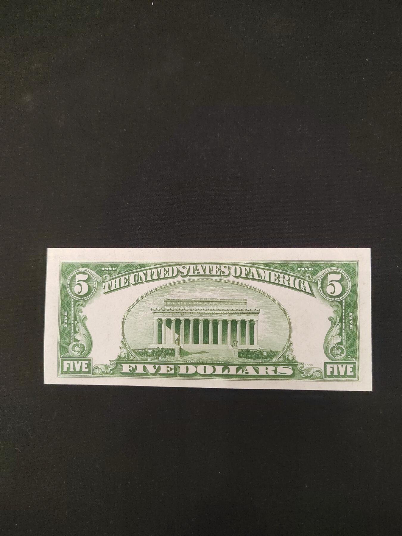 1934年5美元，品相UNC