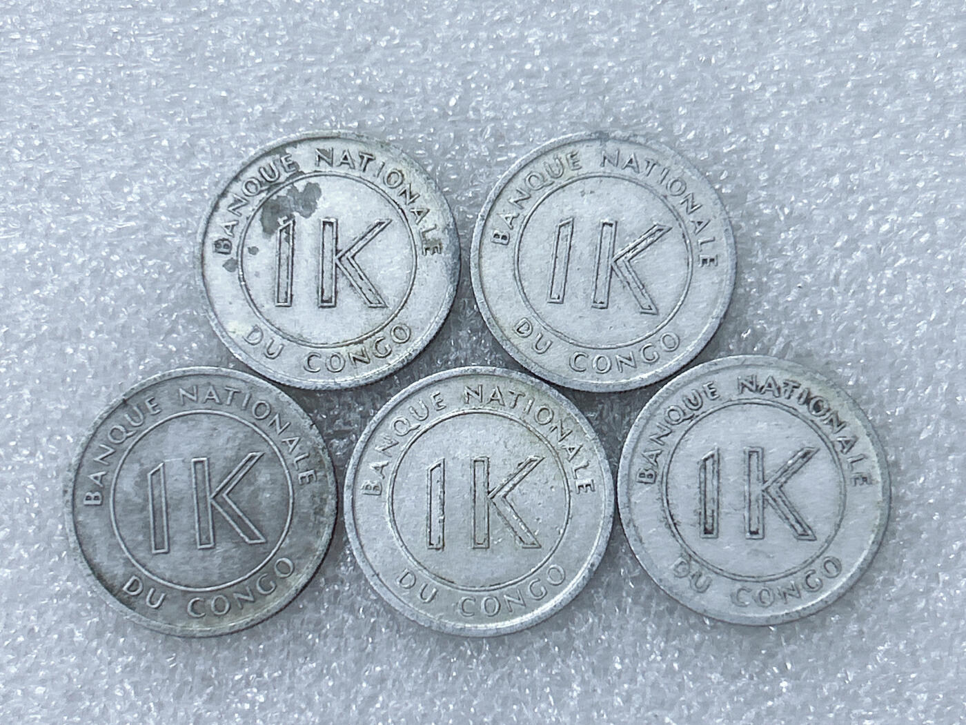 第一海外回流一元起拍收藏 散集专场  第298期 刚果1967年1里库塔铝币 5枚