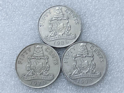 第一海外回流一元起拍收藏 散集专场  第298期 - 百慕大50分硬币 3枚