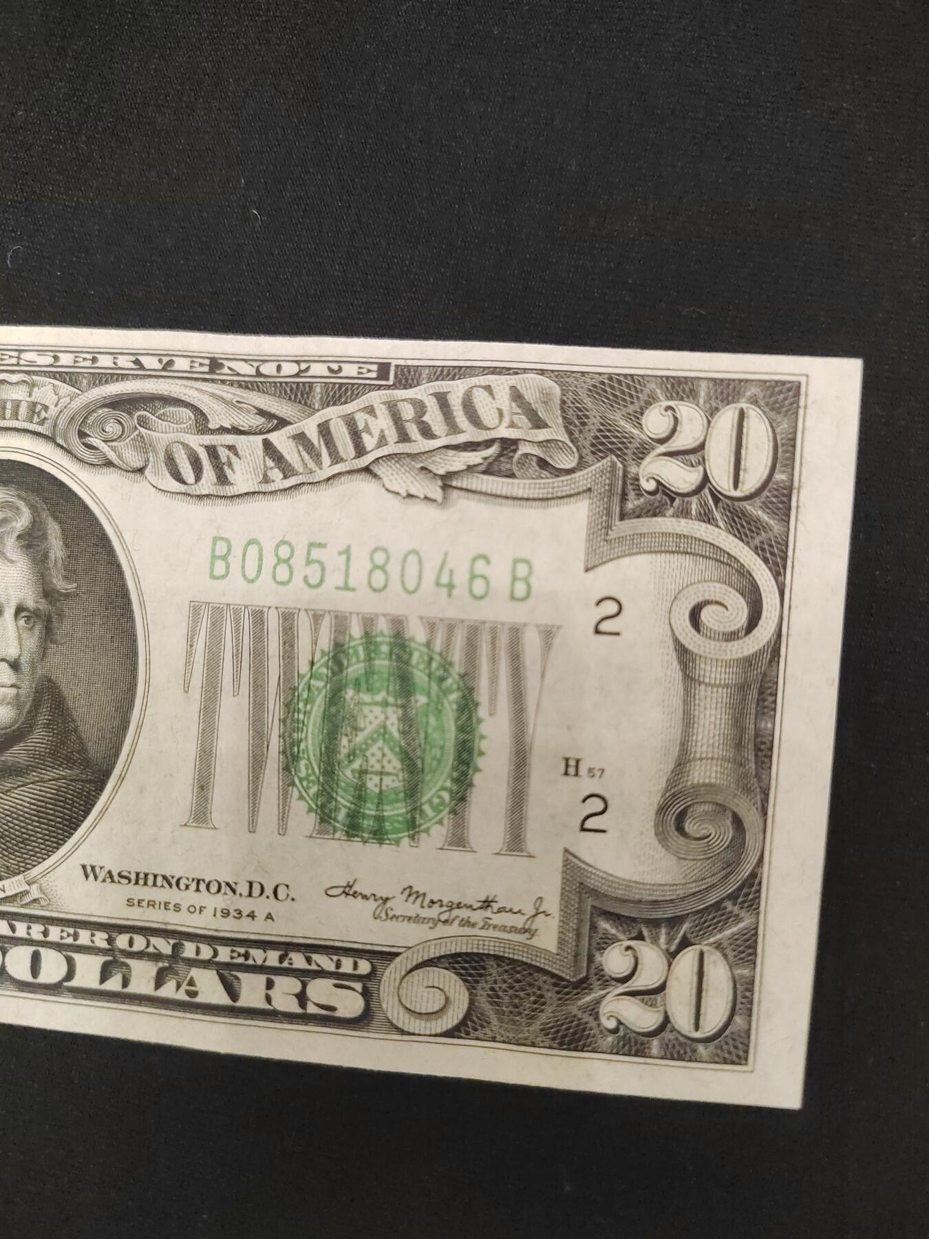 1934年20美元，刀拆品