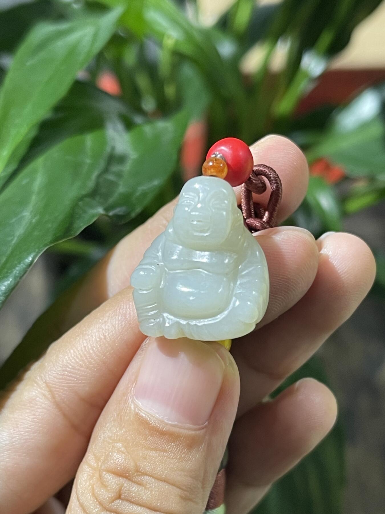 和田玉籽料手工挂饰 和田玉弥勒佛