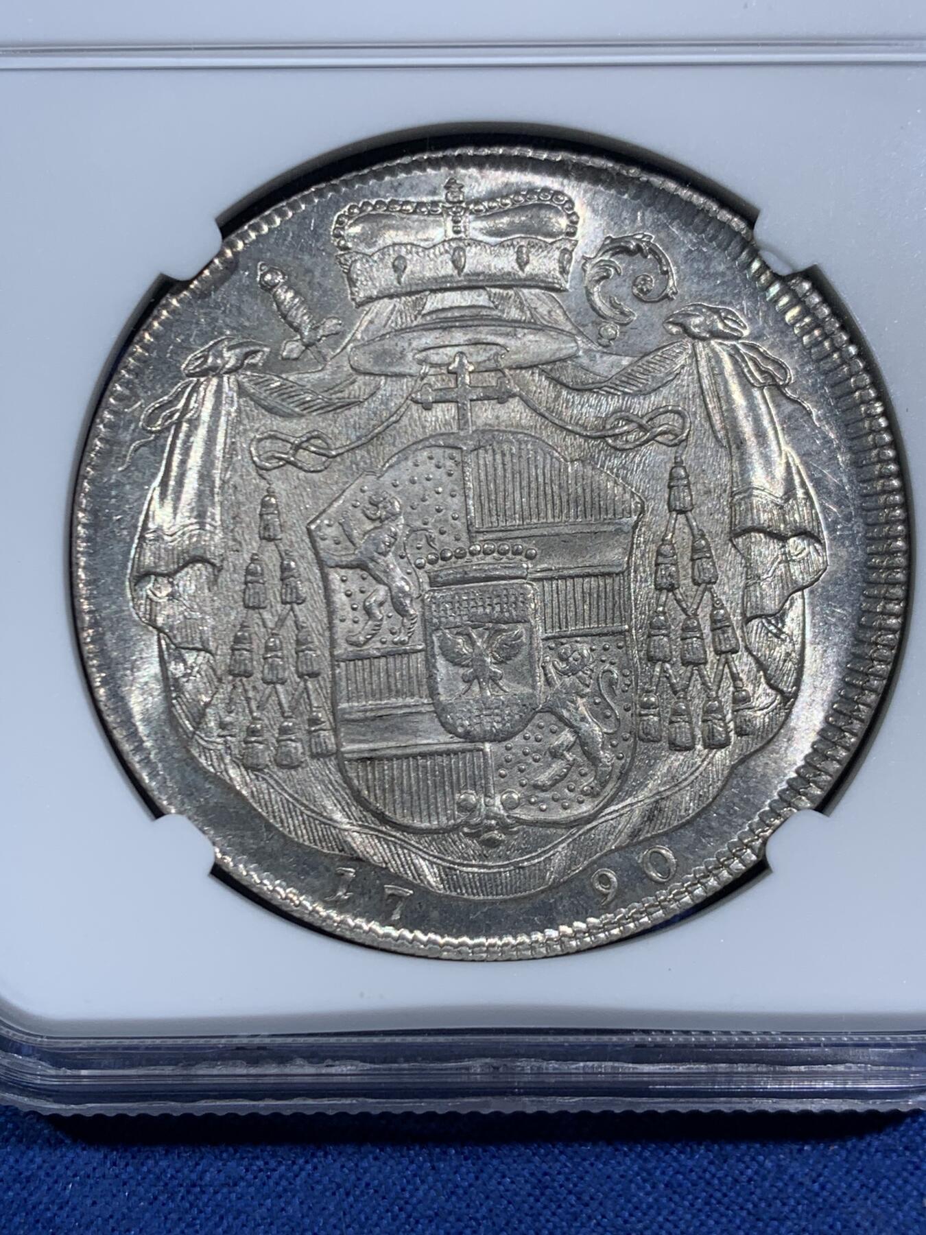 《竞宝斋》第464场 周日，周一，周二，3场连拍 （全场包邮）欢迎送拍 唯一冠军分 NGC MA64+ 1790 萨尔茨堡亲王大主教 泰勒大银币 绝美状态历经200多年犹如初铸 全甚打PL底板 入手便是所有