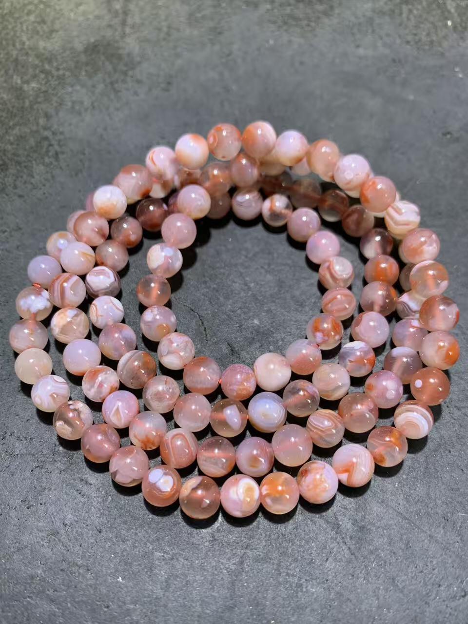 精美川料南红玛瑙荔枝冻飘红多圈手串一条