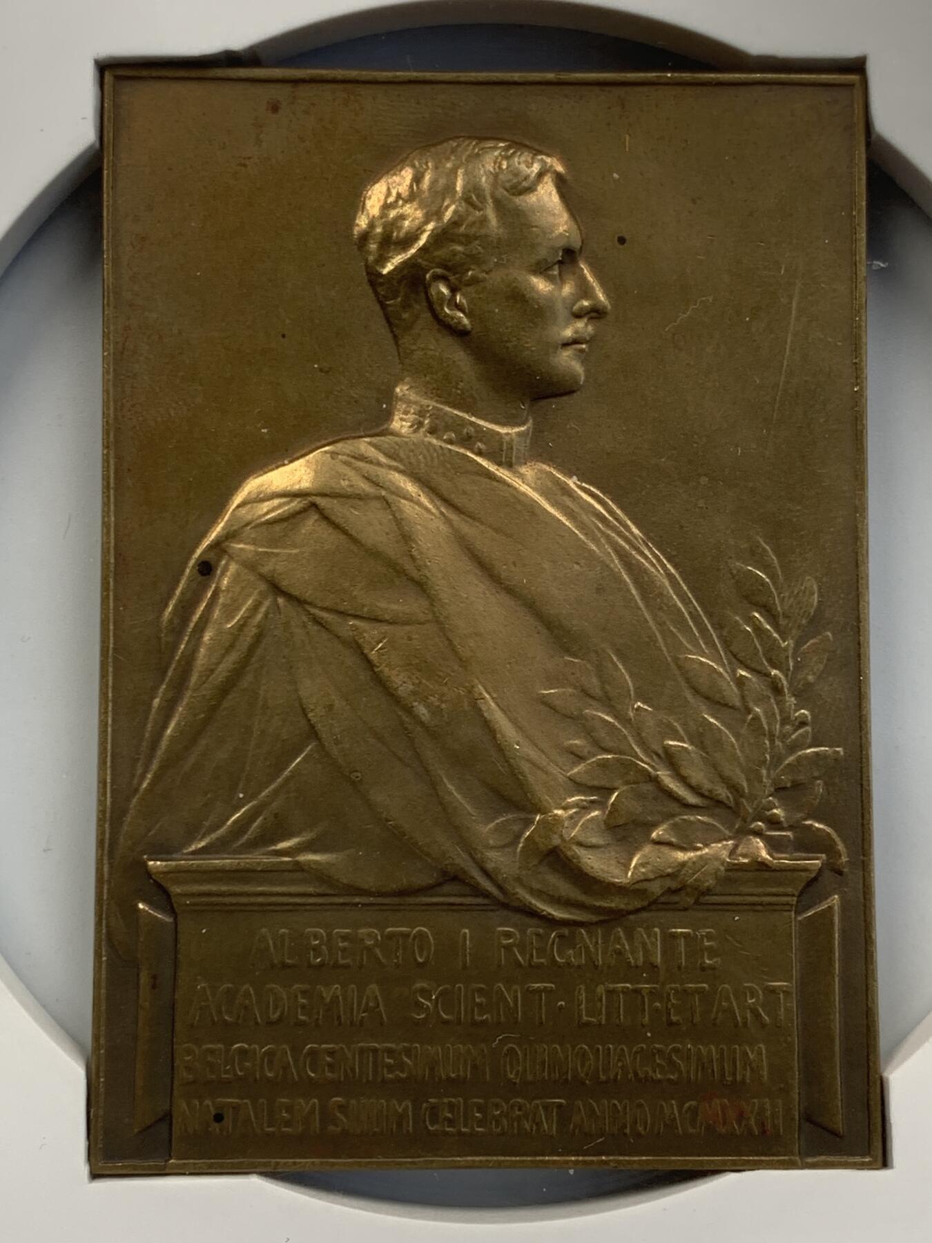 掌中浮雕-藏着的欧洲第052场 1922年比利时科学、文学与艺术学院成立50周年铜章，51*72mm
