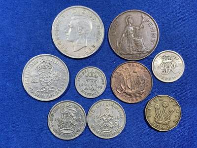 《竞宝斋》第464场 周日，周一，周二，3场连拍 （全场包邮）欢迎送拍 - 九枚一组 乔治六世硬币