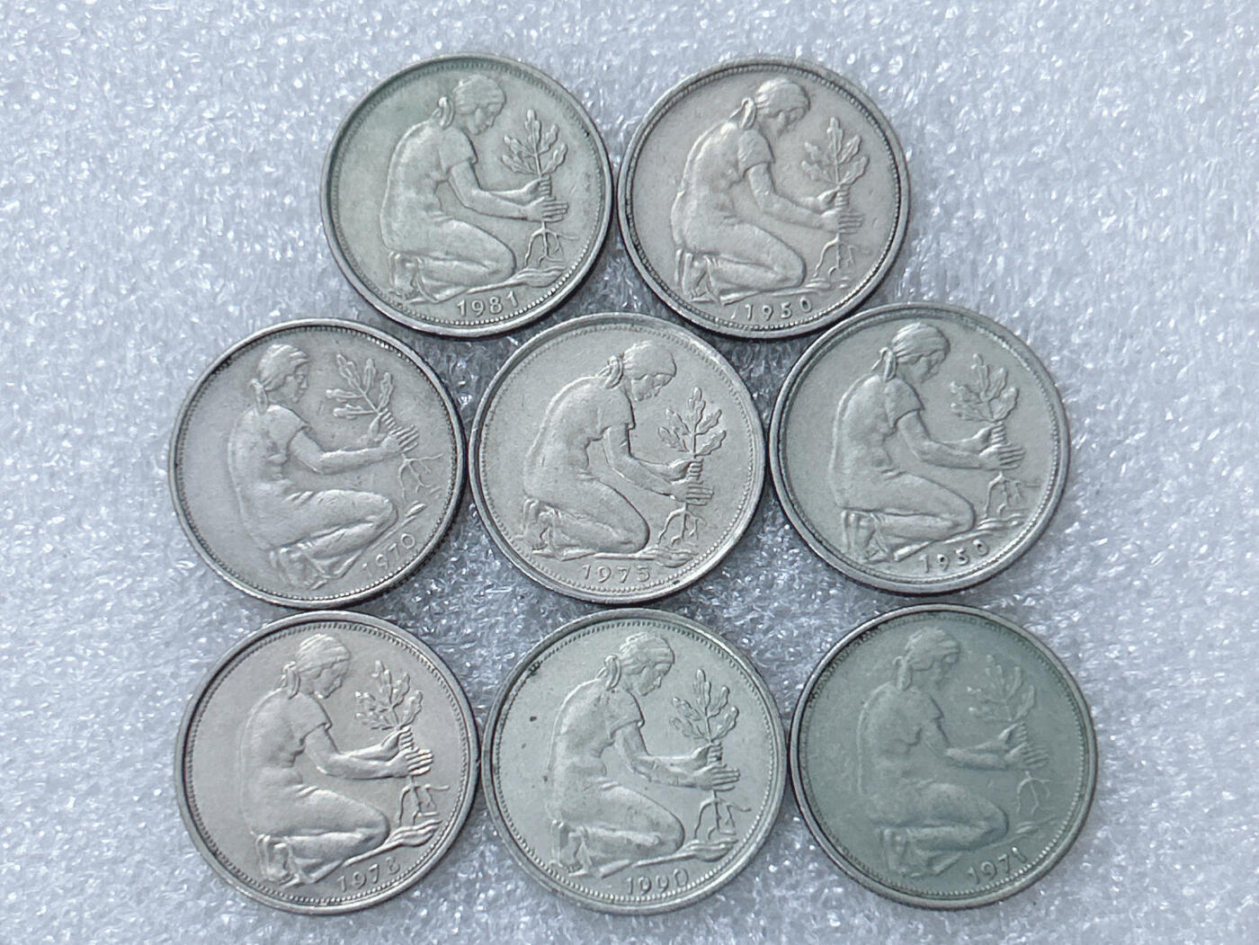 第一海外回流一元起拍收藏 散集专场  第298期 联邦德国50芬尼硬币 8枚