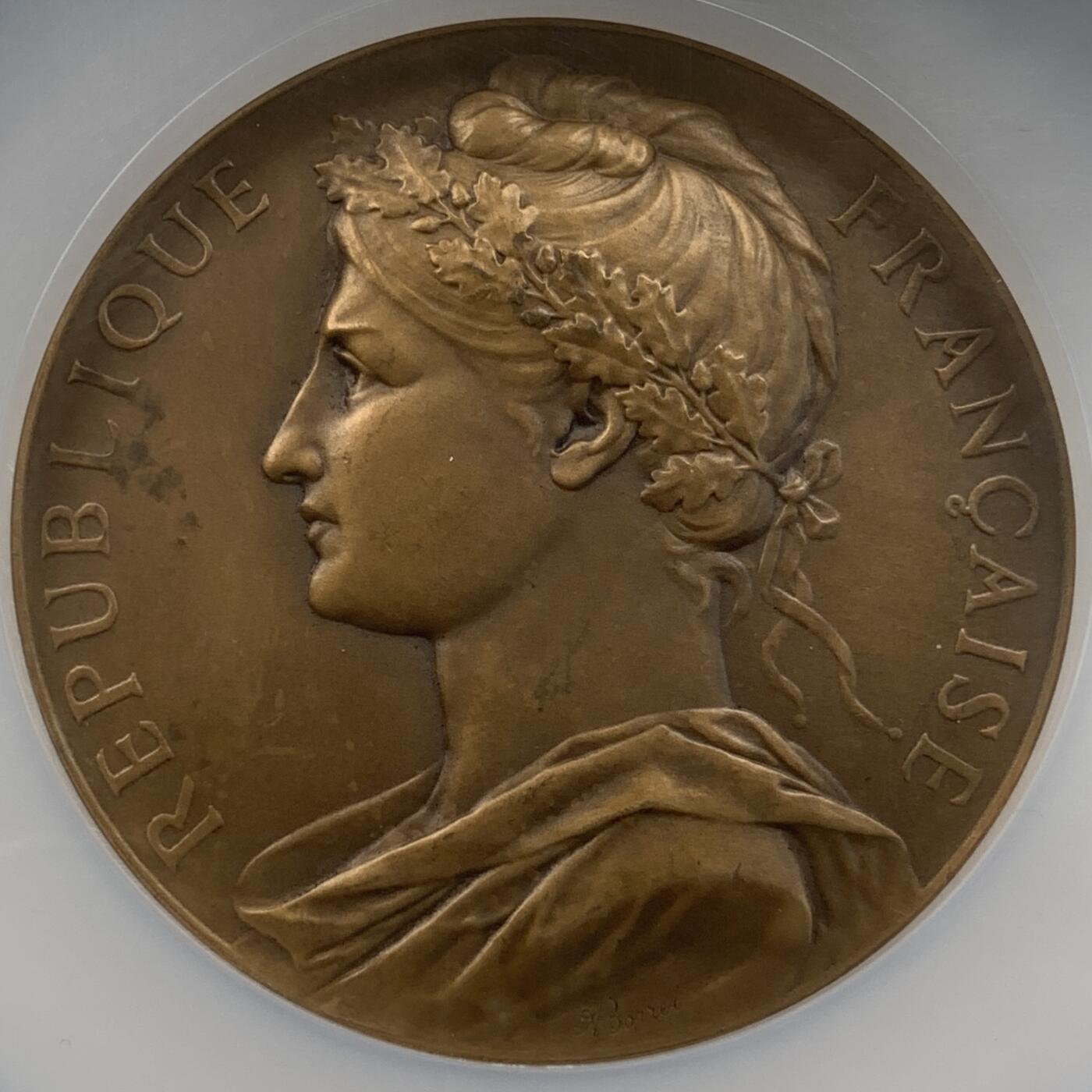 掌中浮雕-藏着的欧洲第052场 NGC MS64 : 法国商业与工业部大铜章，68mm