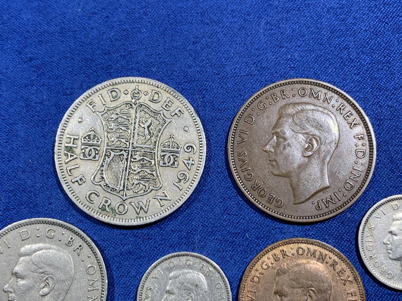 《竞宝斋》第464场 周日，周一，周二，3场连拍 （全场包邮）欢迎送拍 九枚一组 乔治六世硬币