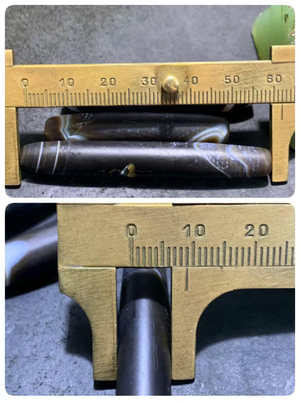 亚光缠丝玛瑙通货桶珠3个，