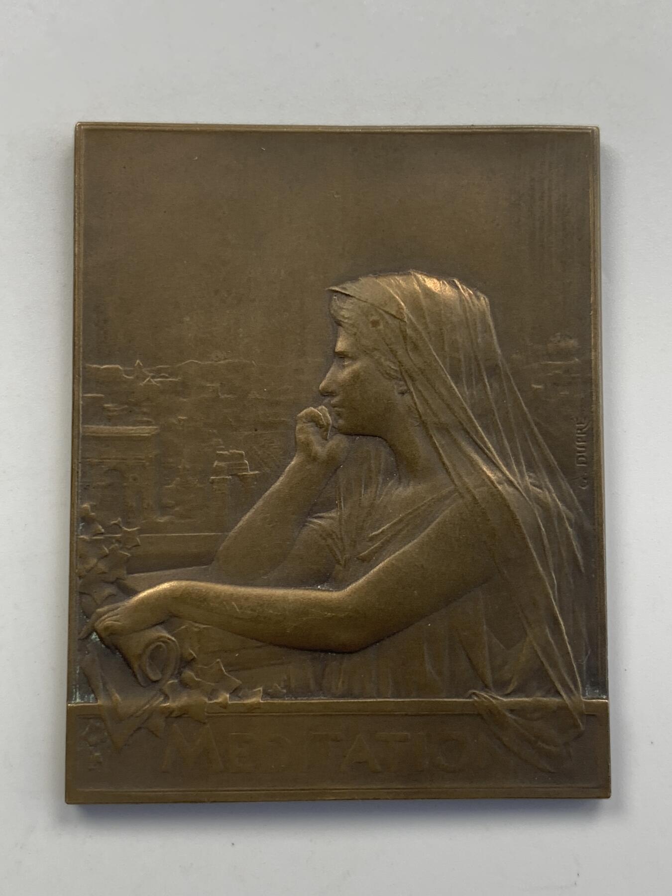 掌中浮雕-藏着的欧洲第052场 法国《冥想》大铜章，49.3*62.3mm，Georges Dupré乔治·杜普雷 (1869–1909)作品，原盒