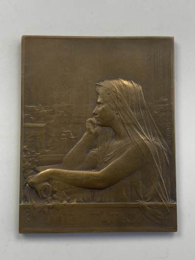 掌中浮雕-藏着的欧洲第052场 - 法国《冥想》大铜章，49.3*62.3mm，Georges Dupré乔治·杜普雷 (1869–1909)作品，原盒