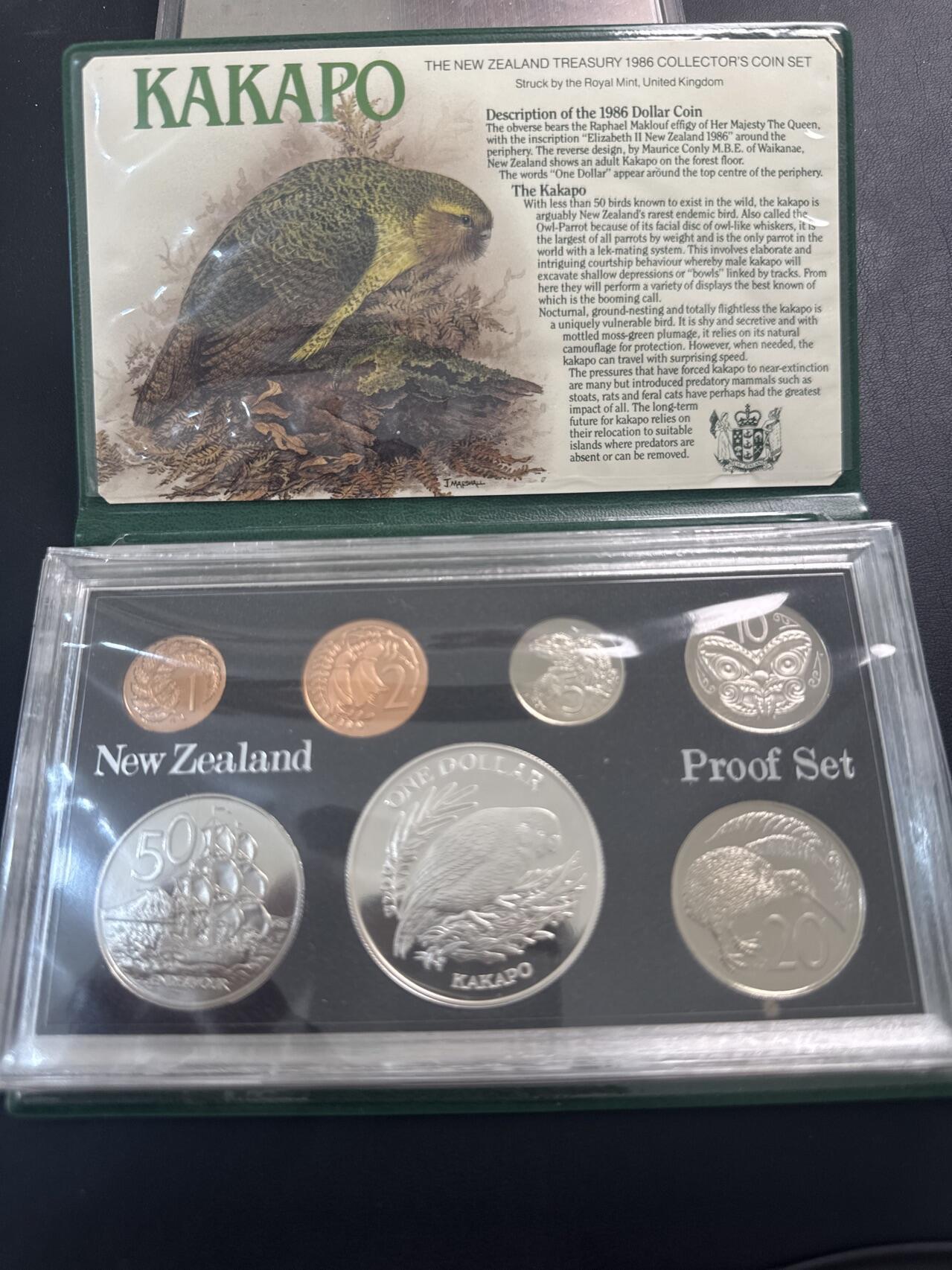 ❤️【币观天下】❤️ 第342期钱币秒杀拍卖场- 2026.2.4秒杀专场 长期征集拍品  新西兰1986年精制套币其中含一枚野生鸟类卡卡波银币27.216克