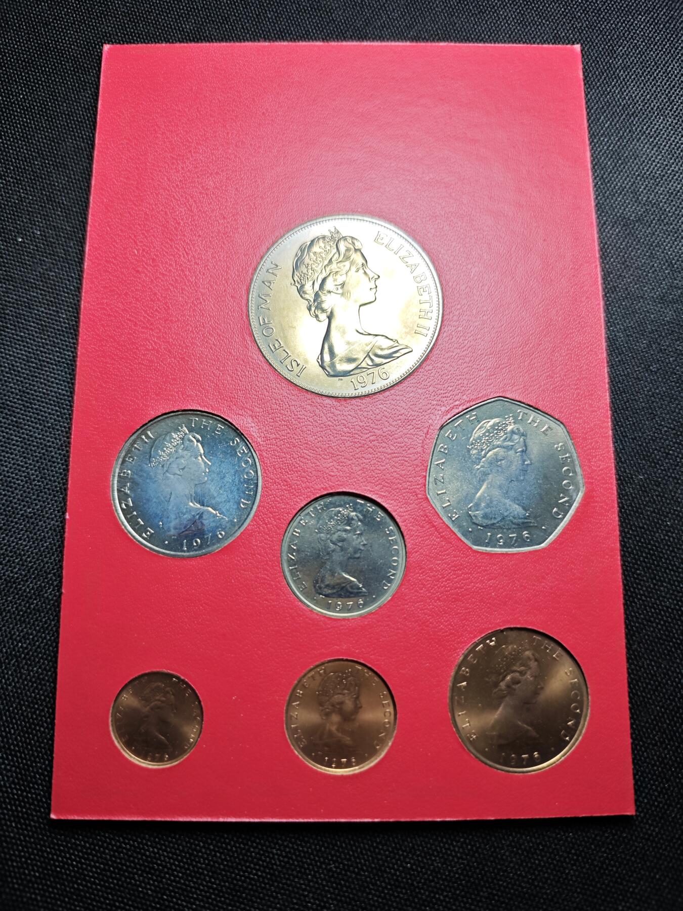 KK钱币收藏小铺  第400期  百期特拍（四拍之四）2月预留时间 周末发货  1976马恩岛大小面值清年一套