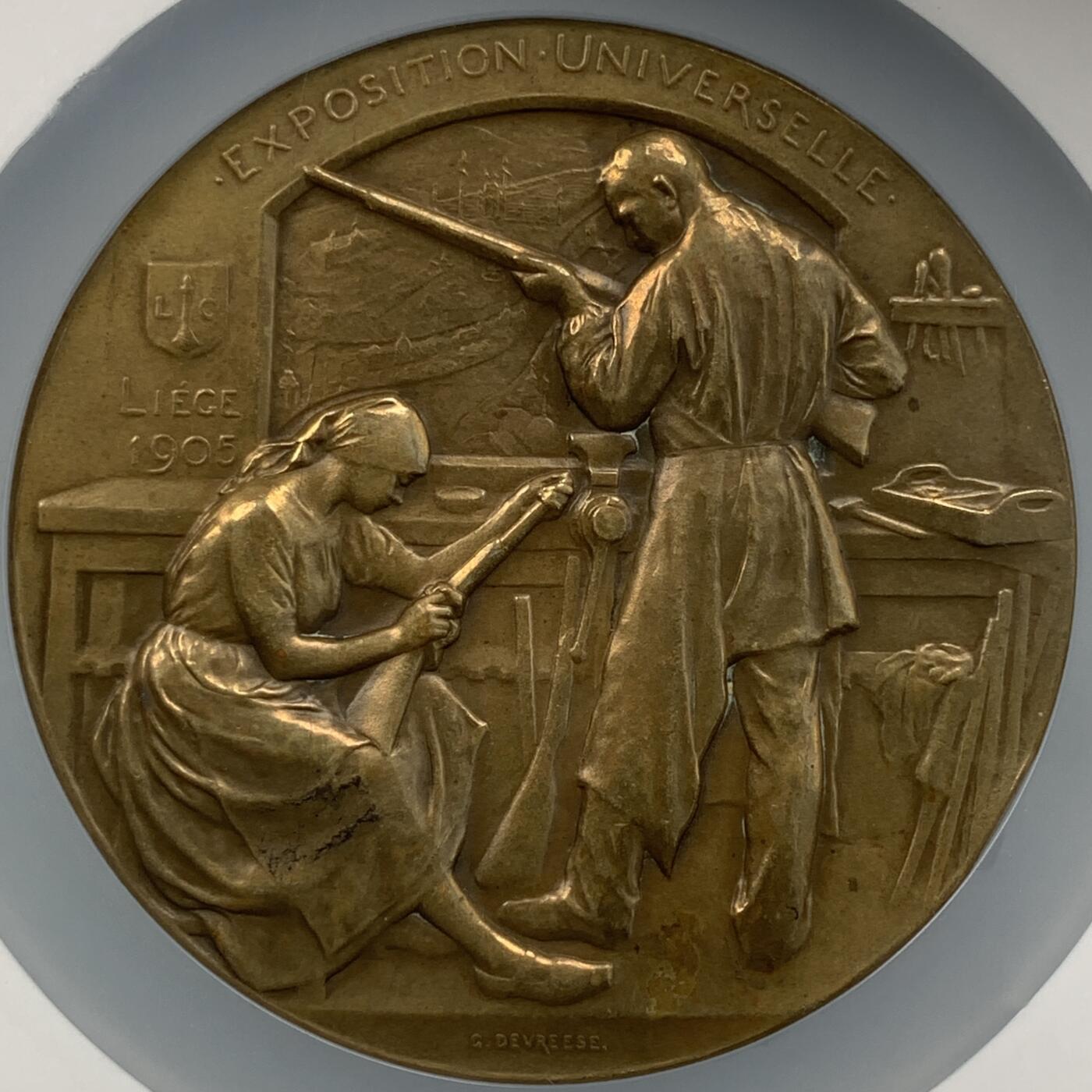 掌中浮雕-藏着的欧洲第052场 1905年比利时列日世博会大铜章，65mm
