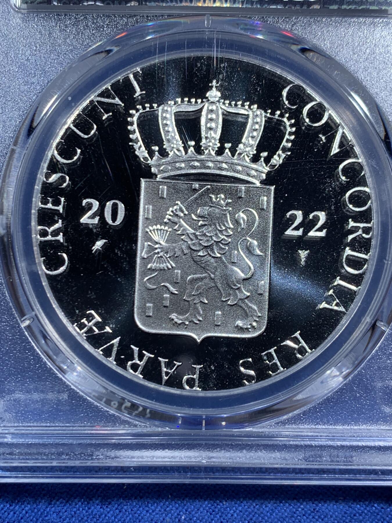 《竞宝斋》第464场 周日，周一，周二，3场连拍 （全场包邮）欢迎送拍 PCGS PR69 荷兰2022年1杜卡特银币 唯一冠军分