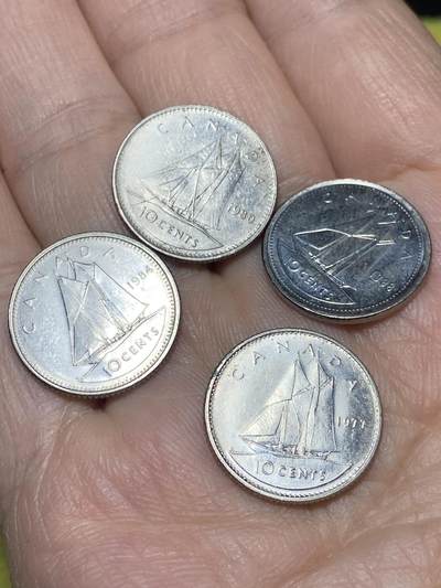 2026年第十八场(总第一百八十七场）外国好品散币场(免佣金) - 加拿大🇨🇦10分4枚：1977年80年84年98年