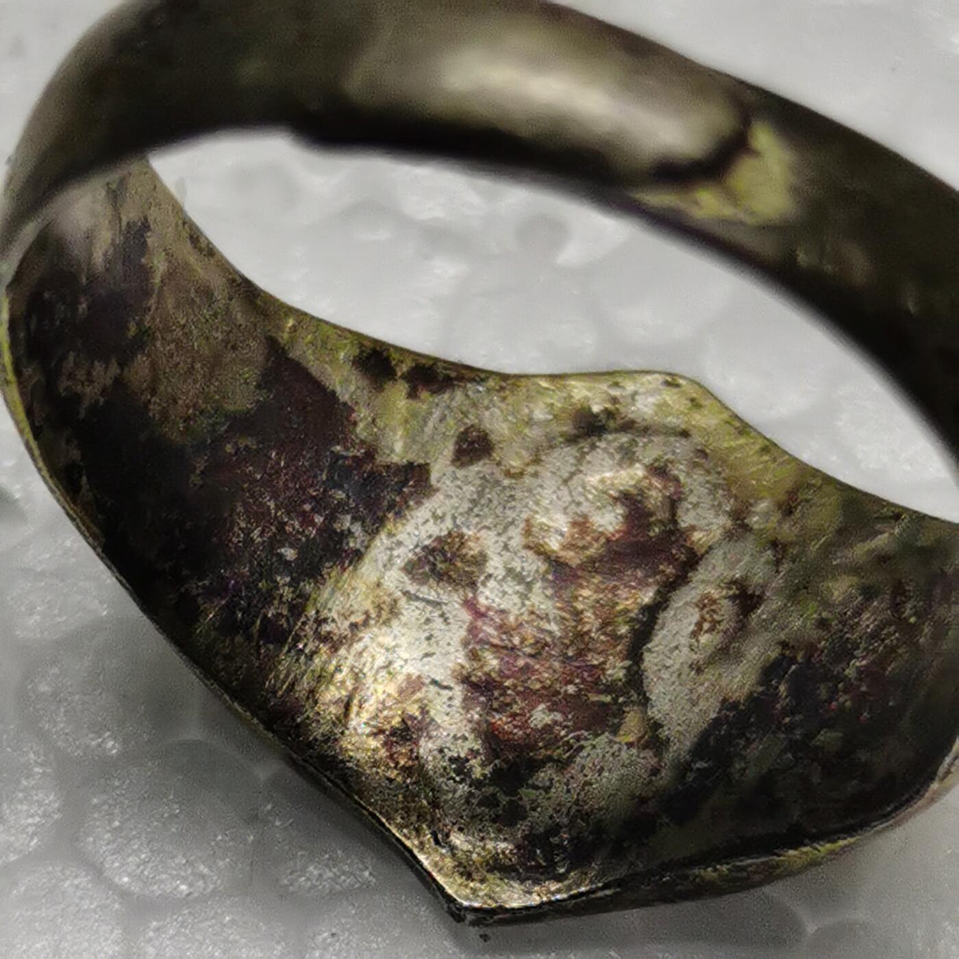 杂件专场98期 清末民国老银鎏金寿字文戒指