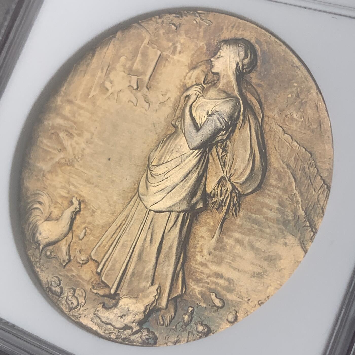 掌中浮雕-藏着的欧洲第052场 NGC MS64 : 法国农业竞赛委员会镀金银章，42mm