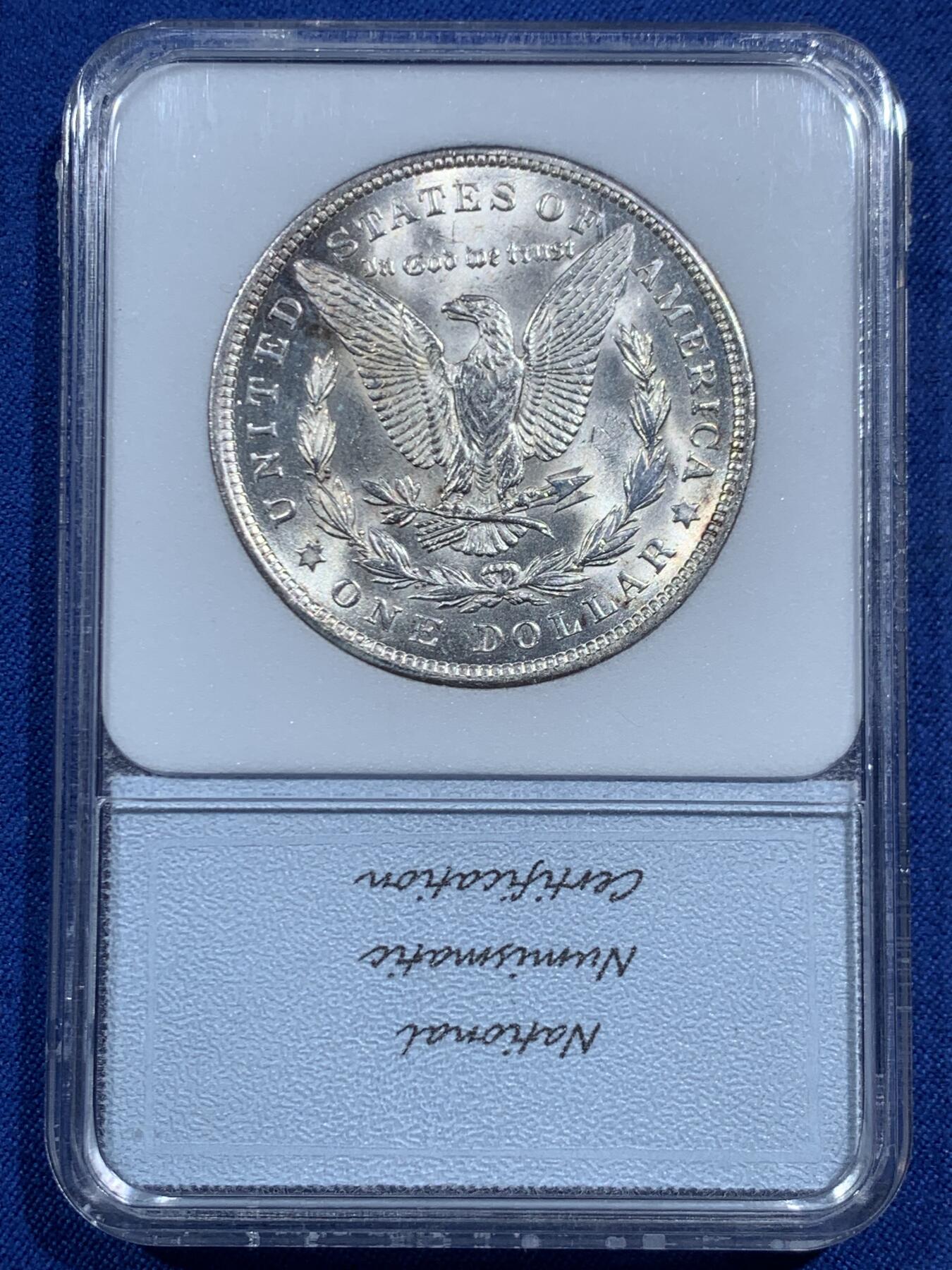 《竞宝斋》第464场 周日，周一，周二，3场连拍 （全场包邮）欢迎送拍 NNC MS65+ 美国1921年摩根银币，月牙包浆