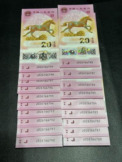 《外钞收藏家》第六百零七期（畅拍场）（本平台长期征集拍品、欢迎藏友们联系合作） - 2026年马年生肖纪念钞20元 10连号+9连号 一共19张  全新UNC 高位无4