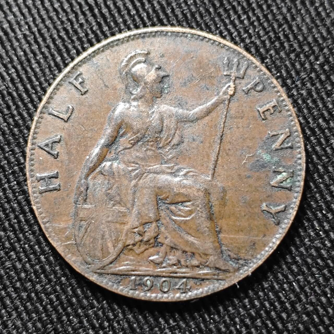 KK钱币收藏小铺  第399期  百期特拍（四拍之三）2月预留时间 周末发货  1904英国爱七1/2便士铜币