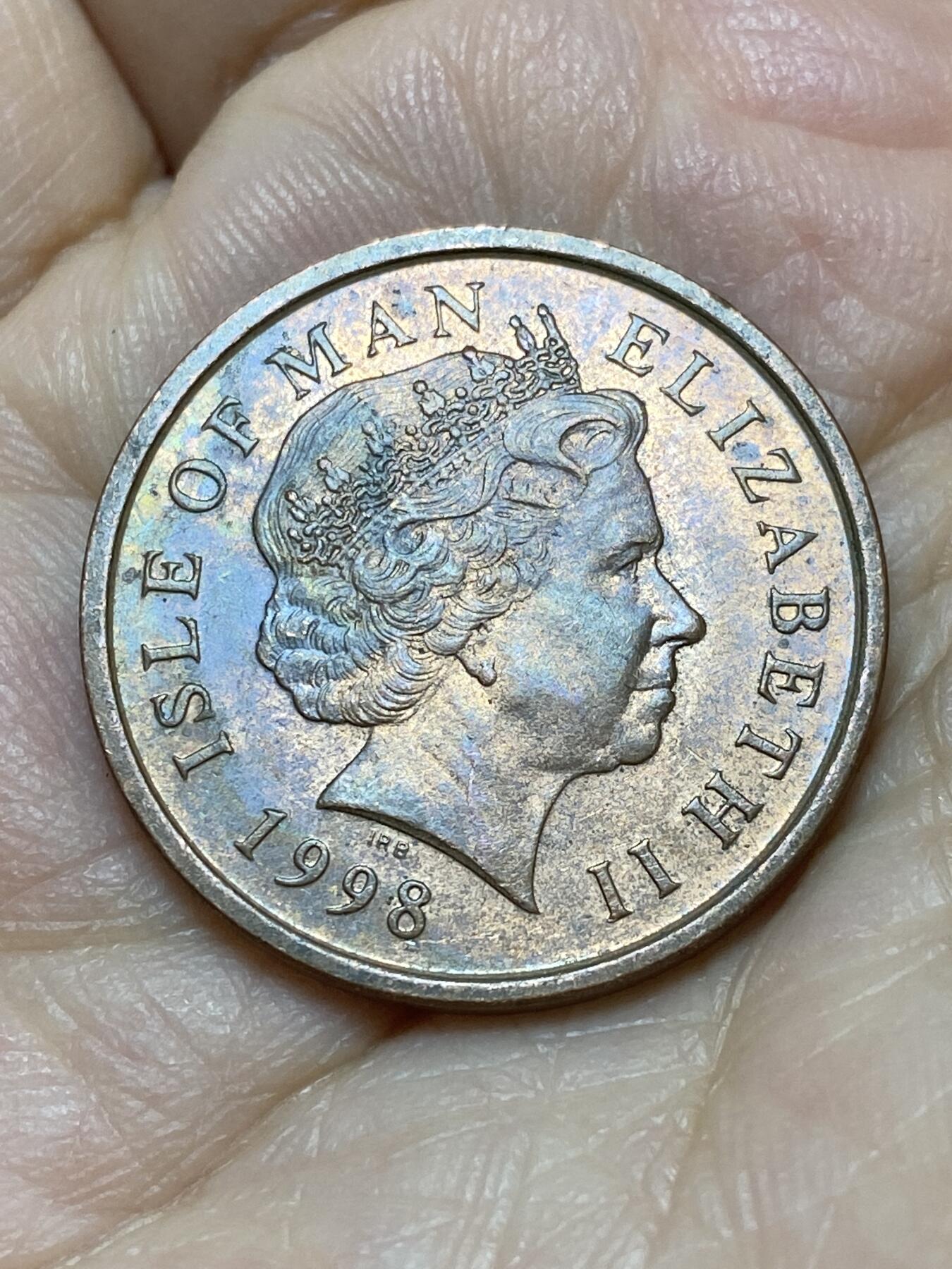 2026年第十八场(总第一百八十七场）外国好品散币场(免佣金) 英属马恩岛🇮🇲1998年2便士(伊丽莎白二世老年第一套第一版，镀铜钢材质版)