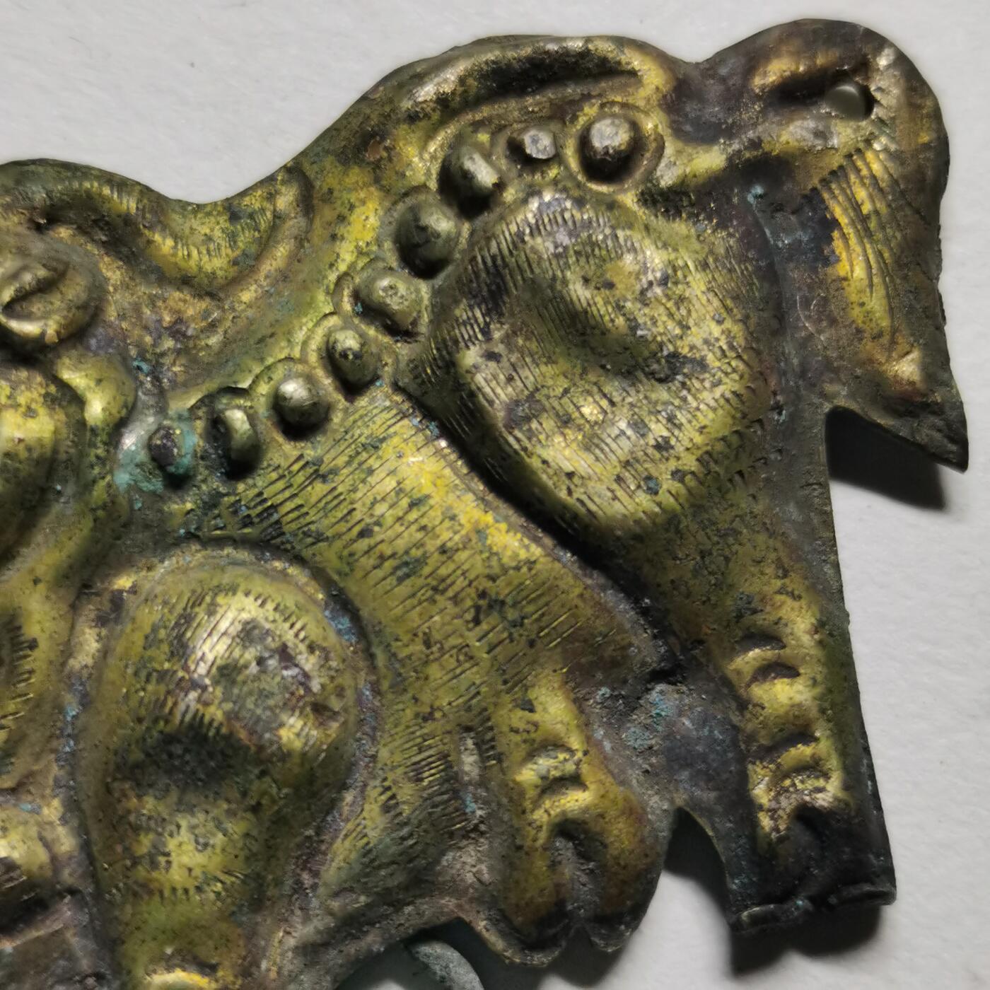 杂件专场98期 清代老银鎏金狮子，金水足