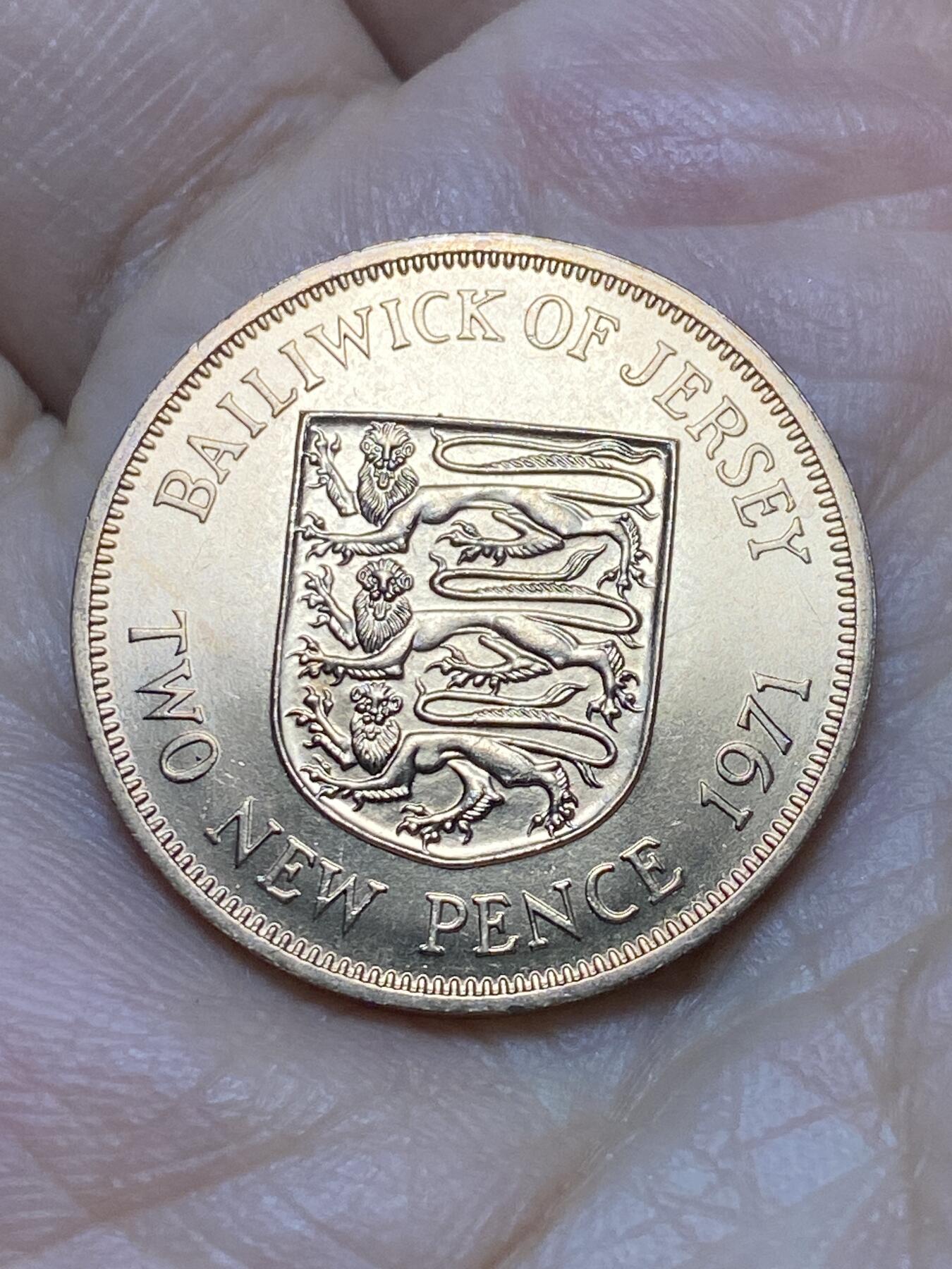 2026年第十八场(总第一百八十七场）外国好品散币场(免佣金) 原光好品–泽西岛🇯🇪1971年2新便士(伊丽莎白二世中年花冠，十进制第一套，首发年)