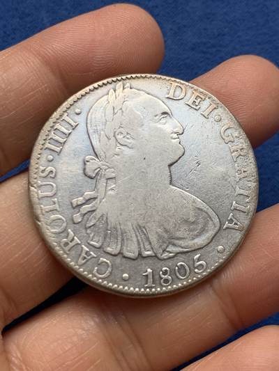 《竞宝斋》第464场 周日，周一，周二，3场连拍 （全场包邮）欢迎送拍 - 1805年墨西哥卡洛斯四世双柱8R 有个太阳戳