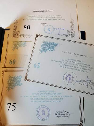 韵星假日军品类拍卖第三十九期暨默多克中校夫妇专场 -- Rimey Holidays Militaria Auction 39 & The Modoks Collection  - 匈牙利共和国、匈牙利（2012后）默多克中校60、65、75、80年生日警察总局生日贺信一套带原套