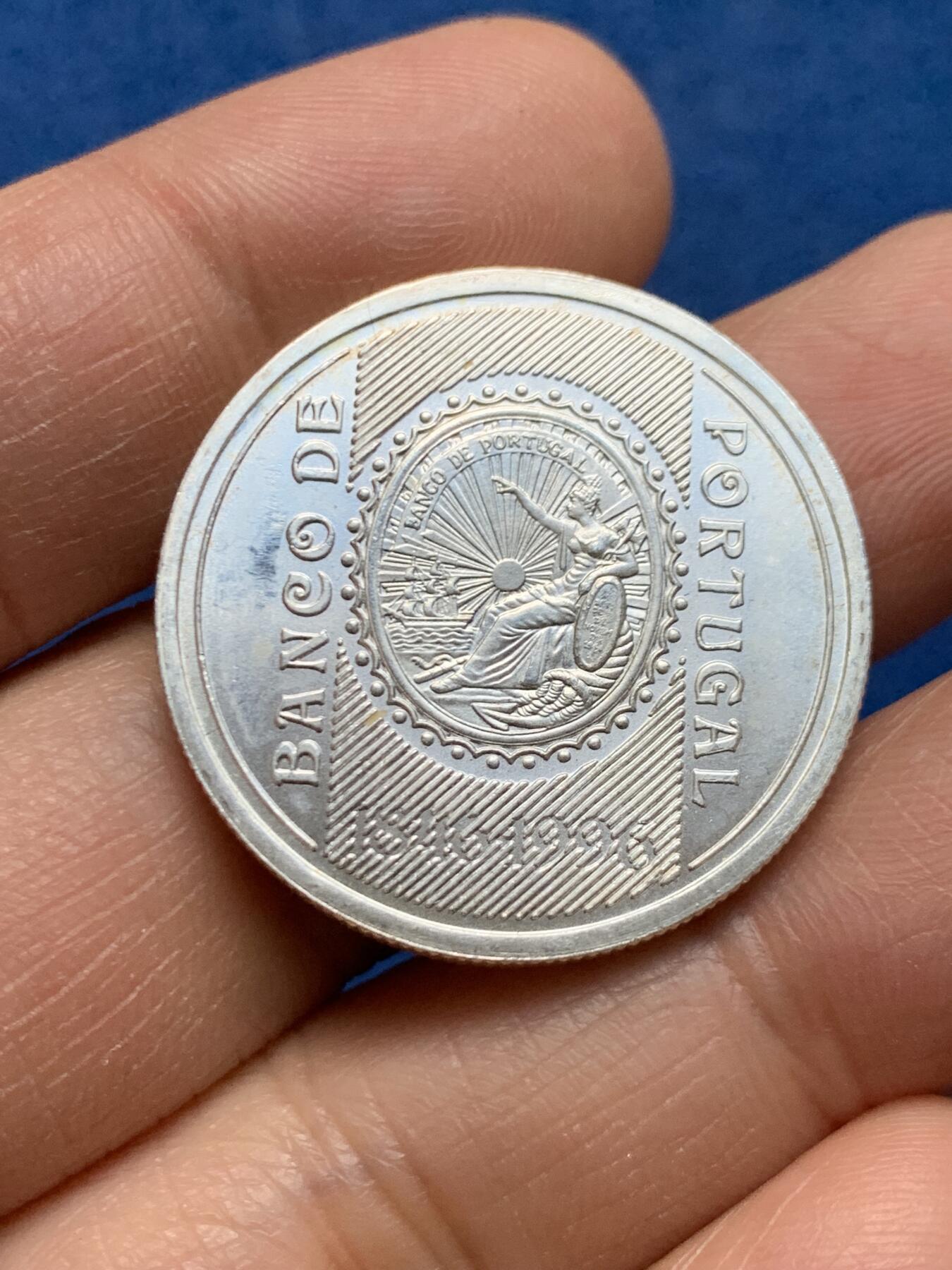 《竞宝斋》第464场 周日，周一，周二，3场连拍 （全场包邮）欢迎送拍 1996年葡萄牙银行成立150周年500埃斯库多银币 500银 13.95克