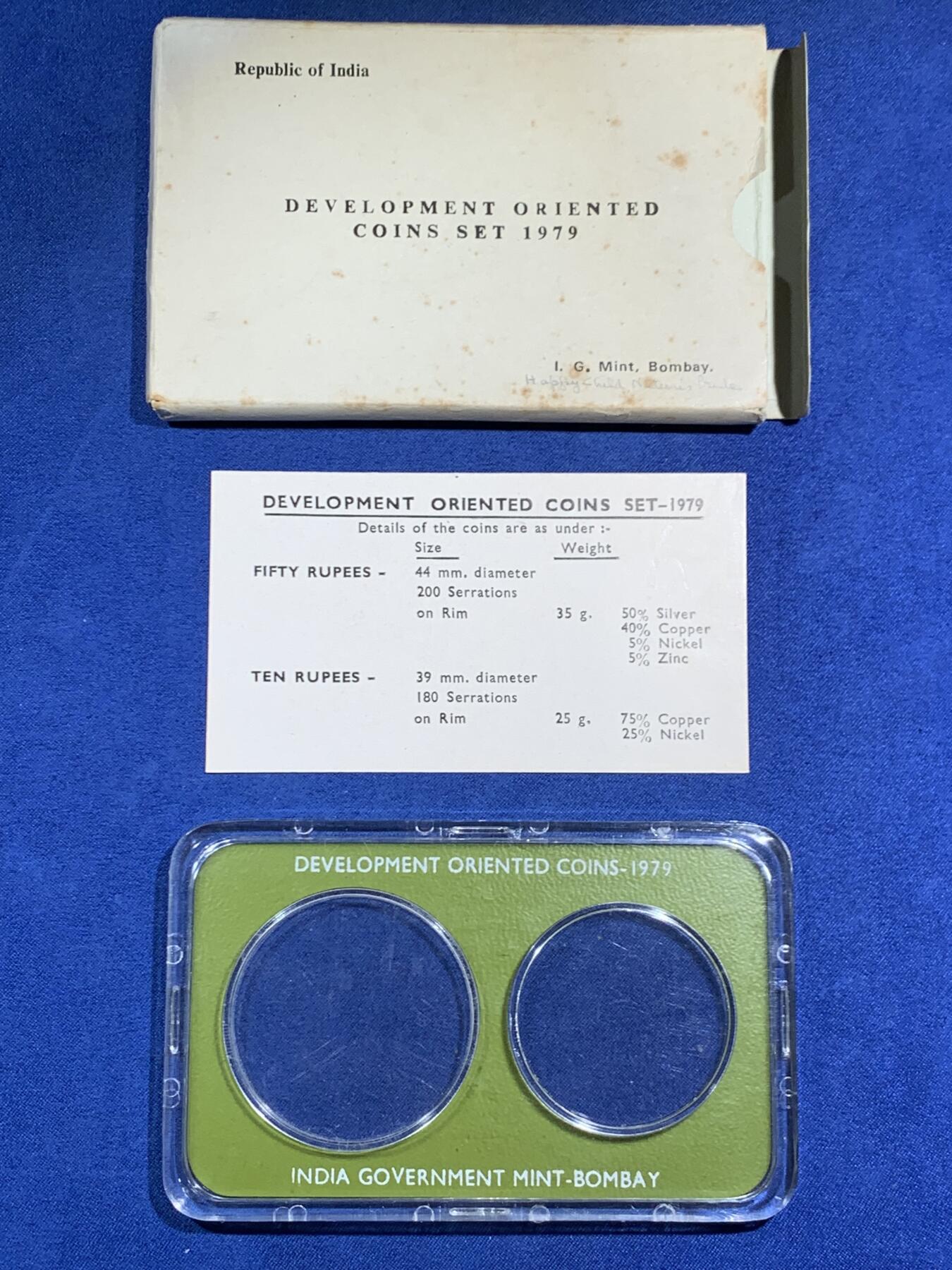 《竞宝斋》第464场 周日，周一，周二，3场连拍 （全场包邮）欢迎送拍 两枚一组 PCGS PR65-67DCAM 印度 1979年 保护儿童纪念10/50卢比，一银一镍带原厂盒证