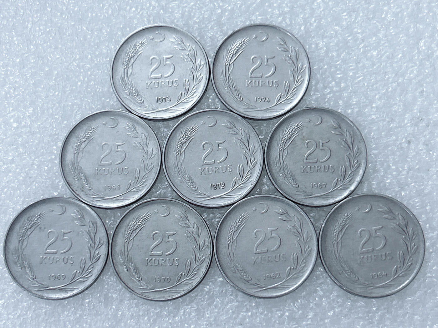 第一海外回流一元起拍收藏 散集专场  第298期 土耳其25库鲁硬币 9枚