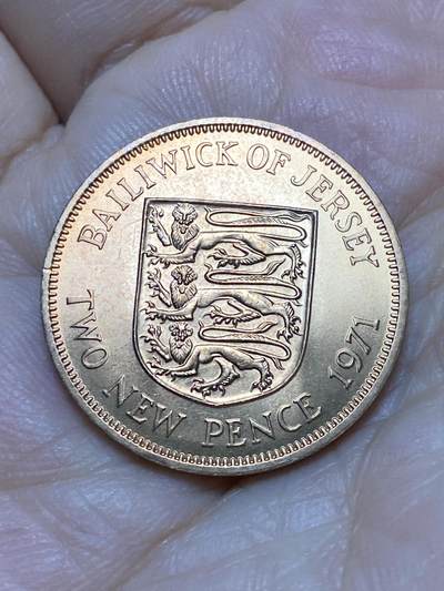 2026年第十八场(总第一百八十七场）外国好品散币场(免佣金) - 原光好品–英属泽西岛🇯🇪1971年2新便士(伊丽莎白二世中年花冠，十进制第一套，首发年)