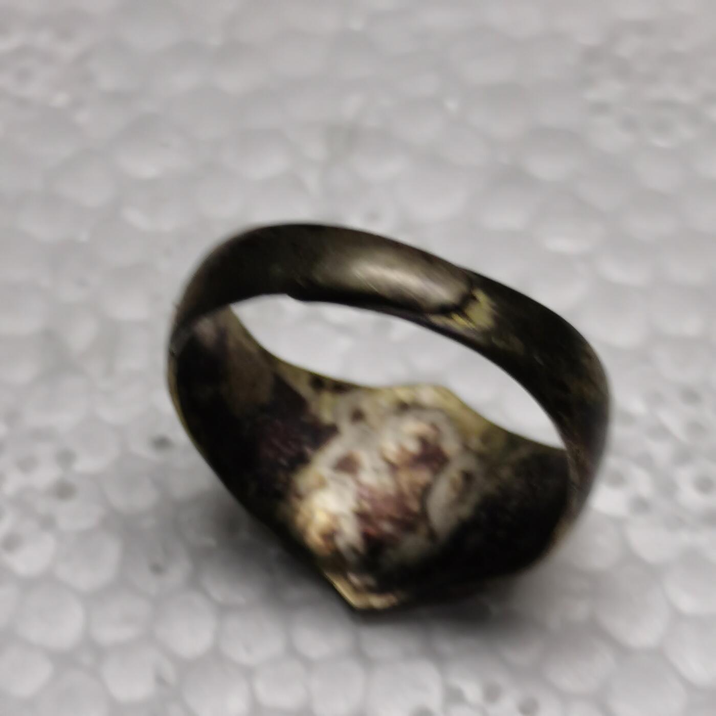 杂件专场98期 清末民国老银鎏金寿字文戒指