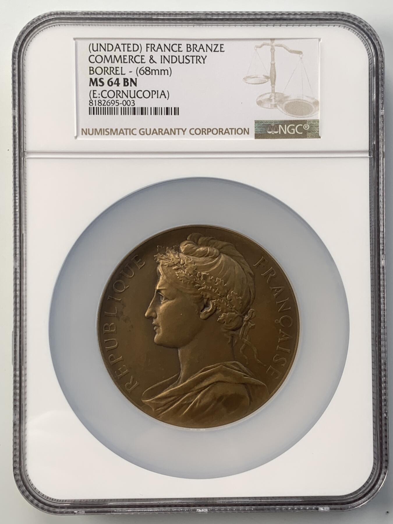 掌中浮雕-藏着的欧洲第052场 NGC MS64 : 法国商业与工业部大铜章，68mm