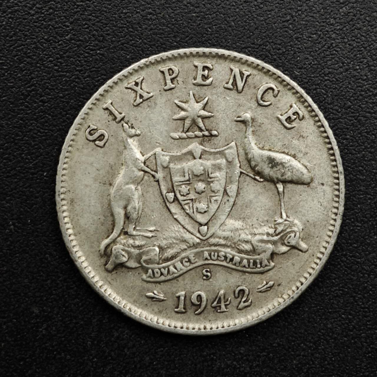 【淘币小摊】实时拍第八百六十三拍   小银币散币场   年前最后一周 之前的预留小年前全部发出 请更换最新收货地址  澳大利亚1942年乔治六世6便士银币