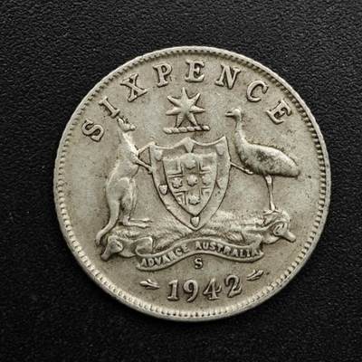 【淘币小摊】实时拍第八百六十三拍   小银币散币场   年前最后一周 之前的预留小年前全部发出 请更换最新收货地址  - 澳大利亚1942年乔治六世6便士银币