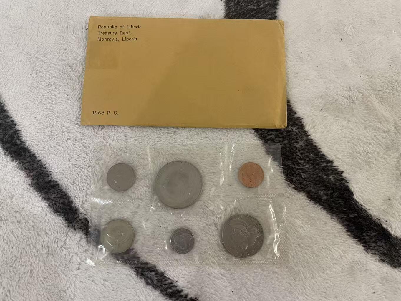 ❤️【币观天下】❤️ 第342期钱币秒杀拍卖场- 2026.2.4秒杀专场 长期征集拍品  利比里亚1968年官方原塑封套币 含原信封 